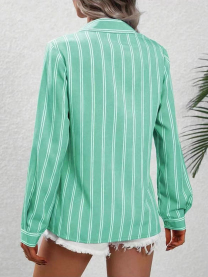 Women's Striped Long Sleeve Business Casual Shirt