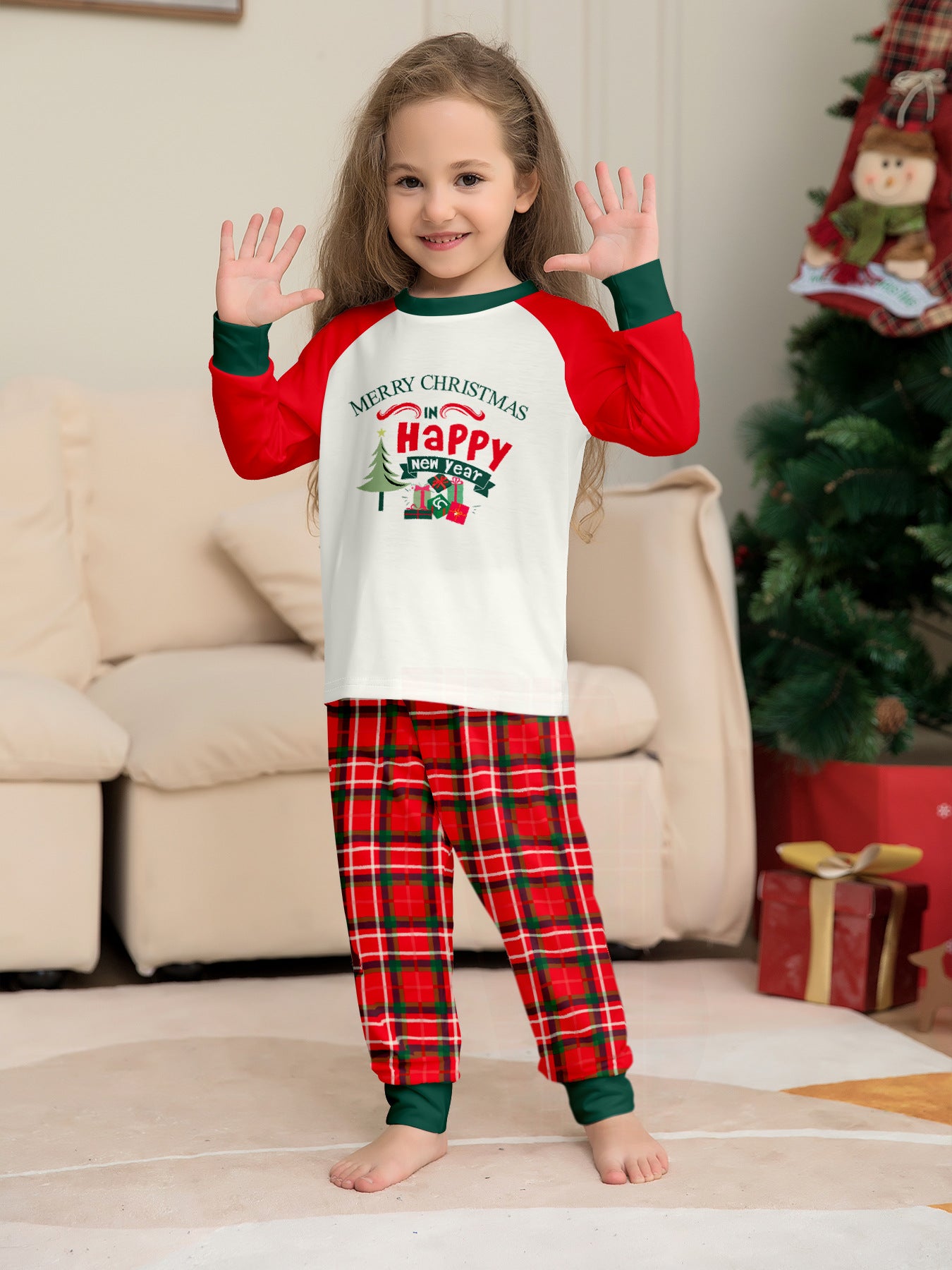 Christmas Gift Plaid Letter Parent-child Package Printed Christmas Pajamas