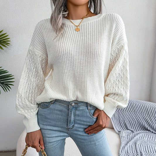 2025 Fall/Winter Casual Lantern Sleeve Knit Sweater