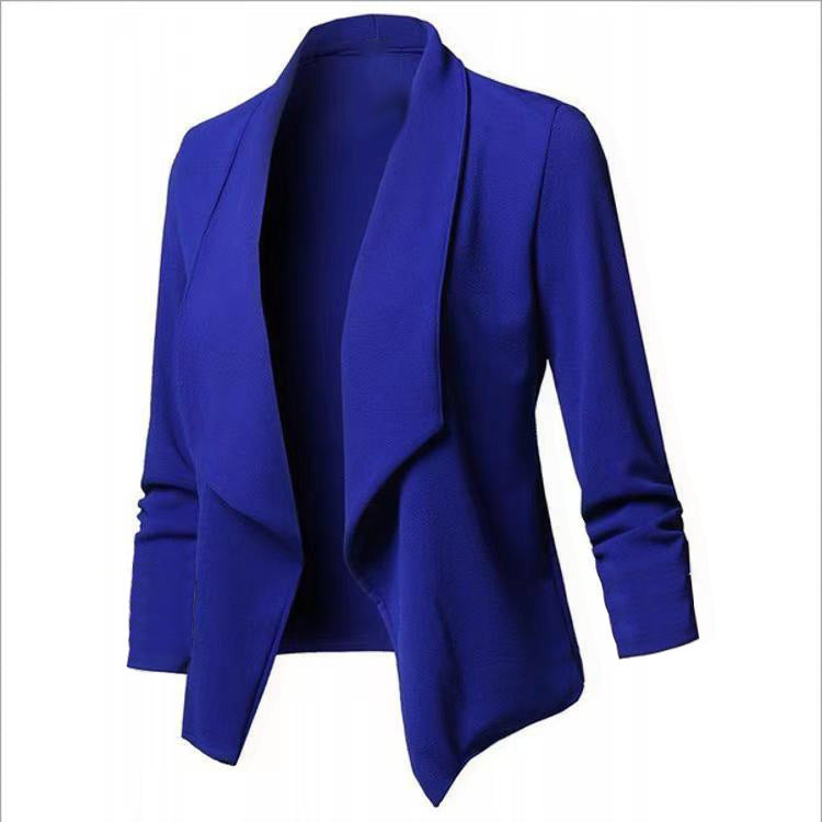 Women Open Front Blazer Long Sleeve Draped Lapel Jacket