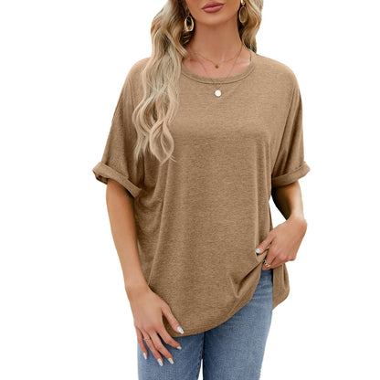 Loose Fit Crew Neck Short Sleeve Casual Basic Tee