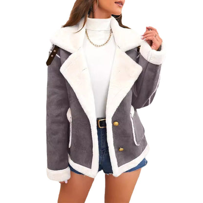 Women's Faux Fur Lapel Jacket Oversized Winter Coat