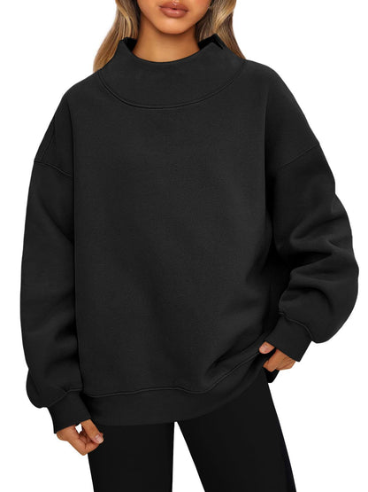 Women's Mock Neck Oversized Pullover Sweatshirt