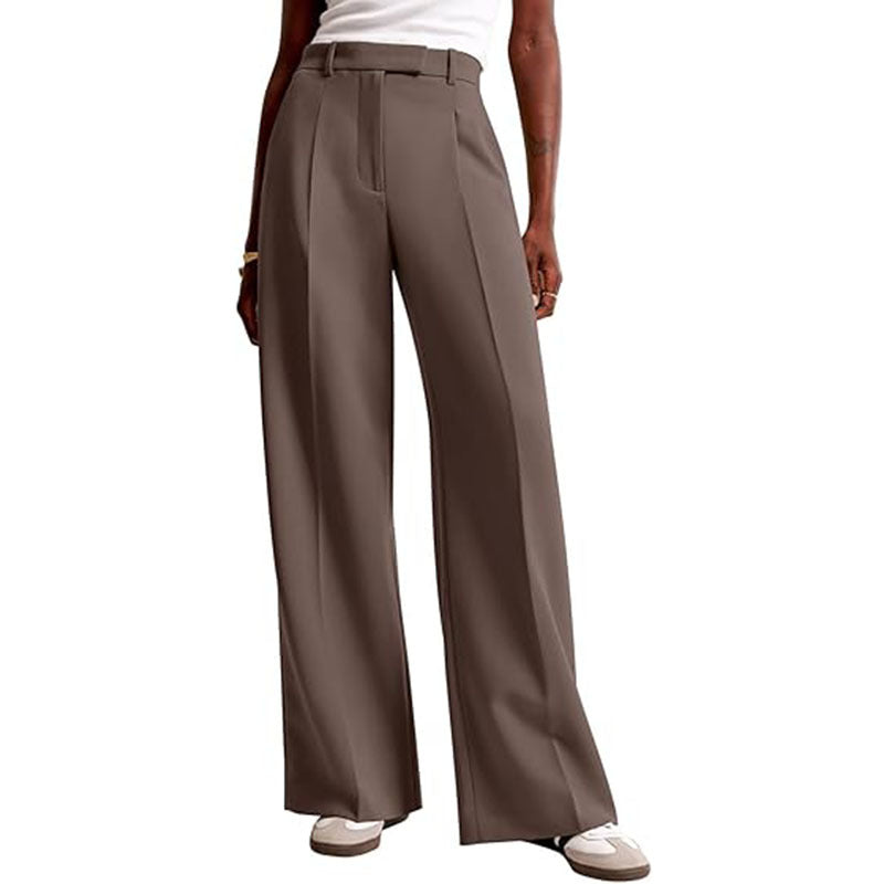 Women's High-Waisted Wide-Leg Pants – Elegant Business Trousers