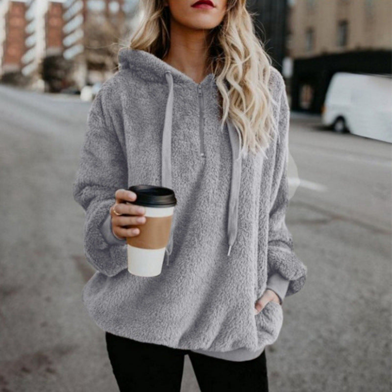 Women's Oversized Sherpa Fleece Hoodie Pullover Cozy