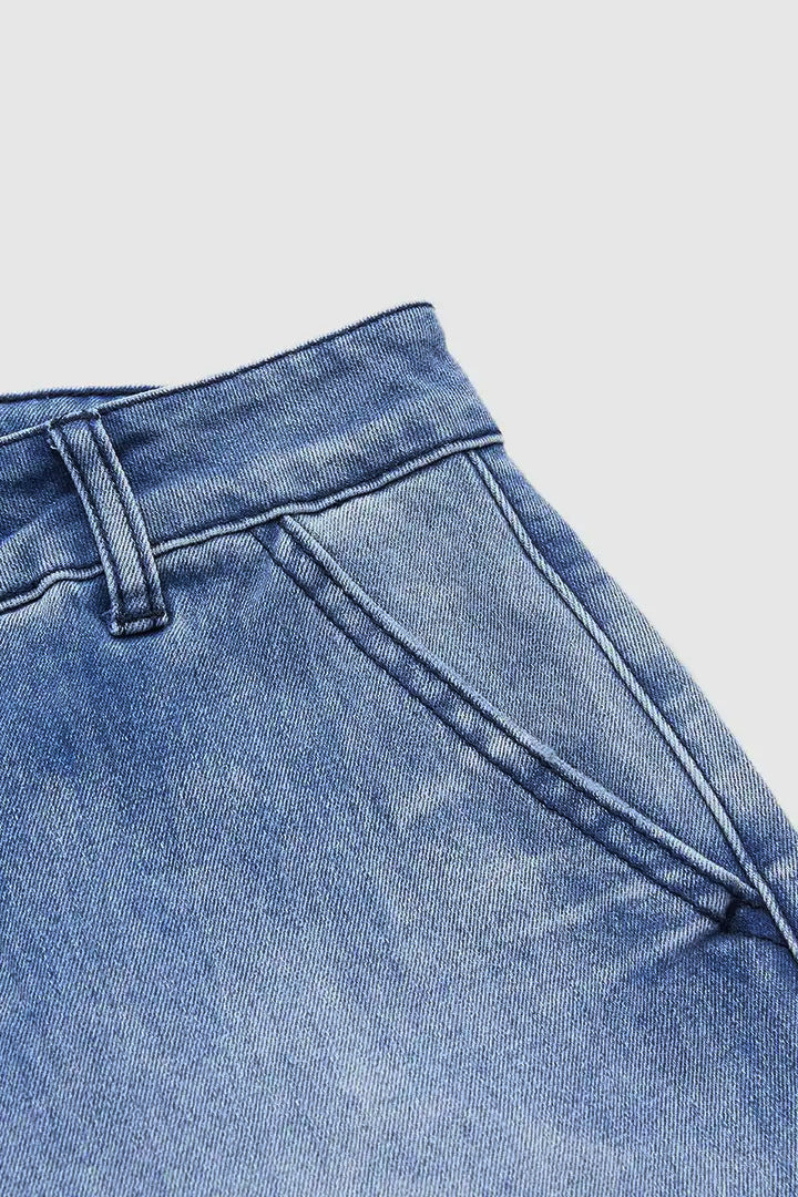 Cropped Wide Leg Denim Pants Casual Straight Jeans