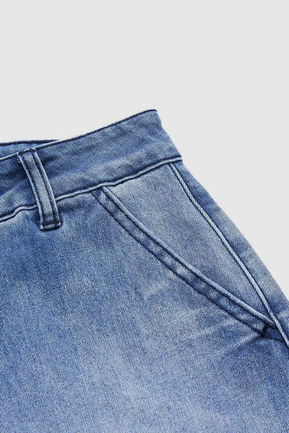 Cropped Wide Leg Denim Pants Casual Straight Jeans