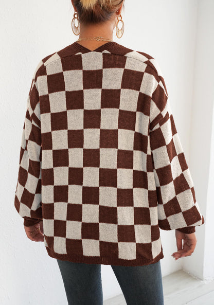 Plaid Colorblock Open Cardigan Sweater | Cozy Casual Layer