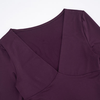 Sexy Deep V Neck Long Sleeve Bodycon Crop Top