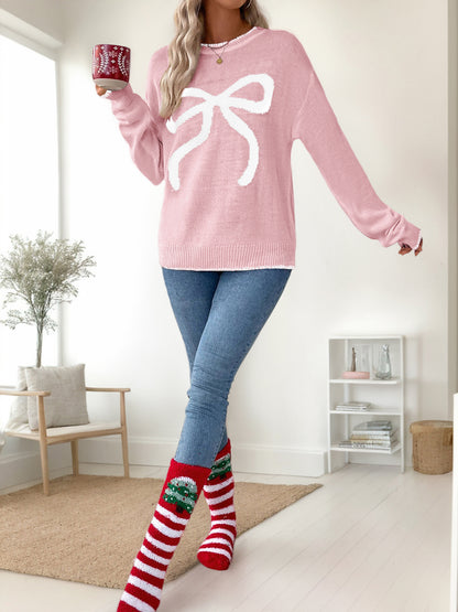 Christmas/Valentine’s Day Bow Knit Sweater Holiday Pullover