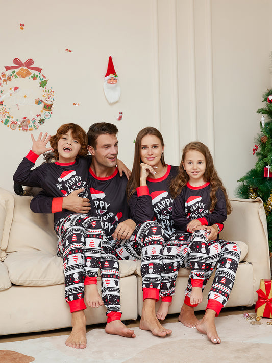 Alphabet Cartoon Snowflake Parent-child Dress Loungewear Christmas Pajamas