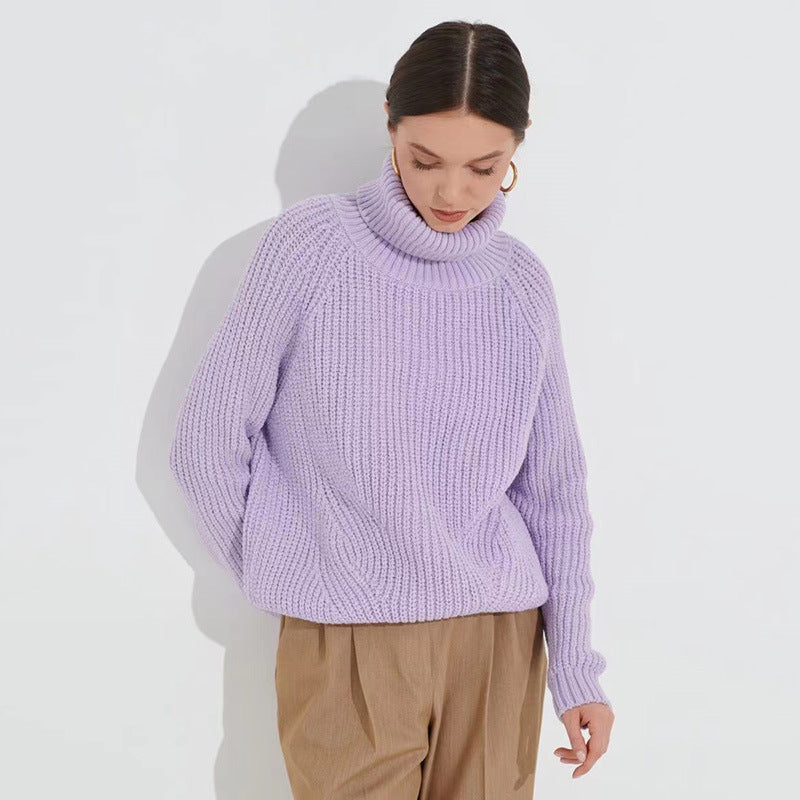 Women's Oversized Chunky Knit Turtleneck Sweater Pullover