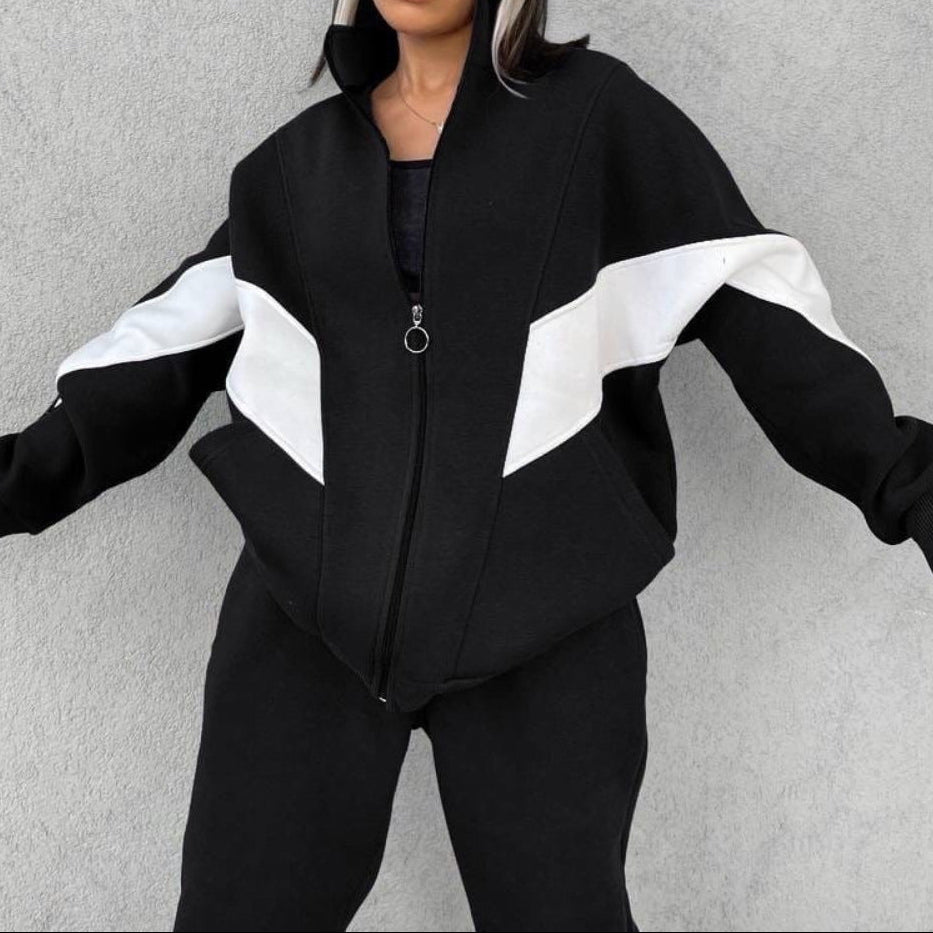 Women's Oversized Color Block 2 Piece Jogger Sweatsuit