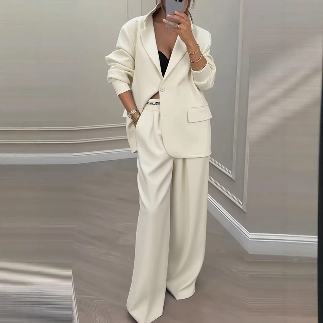 Women's Oversized Blazer Wide Leg Pant Suit Set