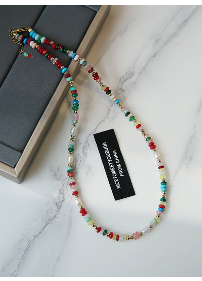 Multicolor Beaded Freshwater Pearl Necklace