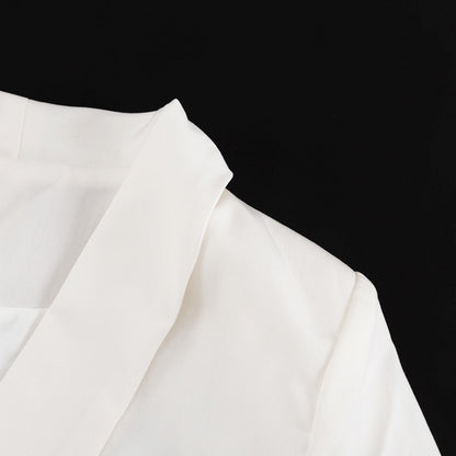 Elegant V-Neck Long Sleeve Front Slit Blazer Dress