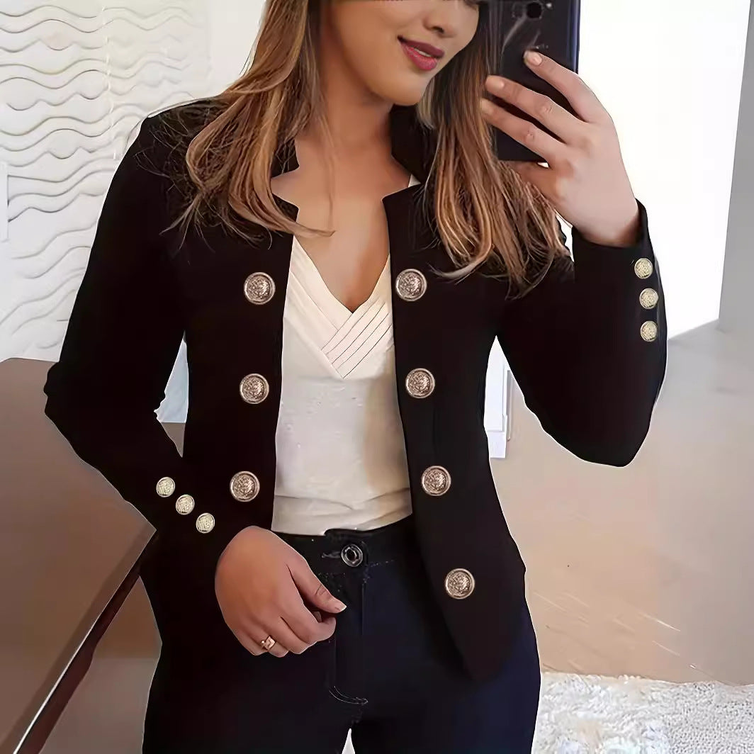 Women's Blazer Button Cuff Long Sleeve Jacket
