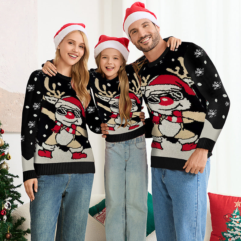 Family Matching Christmas Reindeer Knit Pullover Sweater