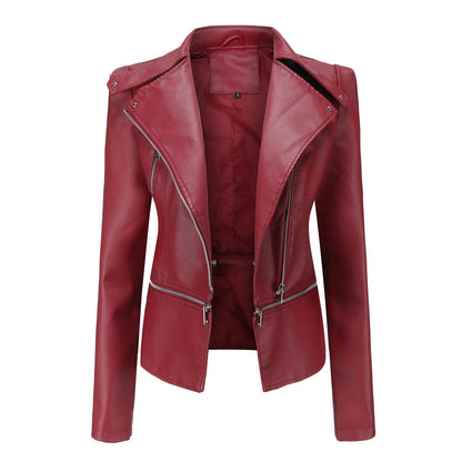 Womens Faux Leather Moto Jacket Detachable Hem Biker