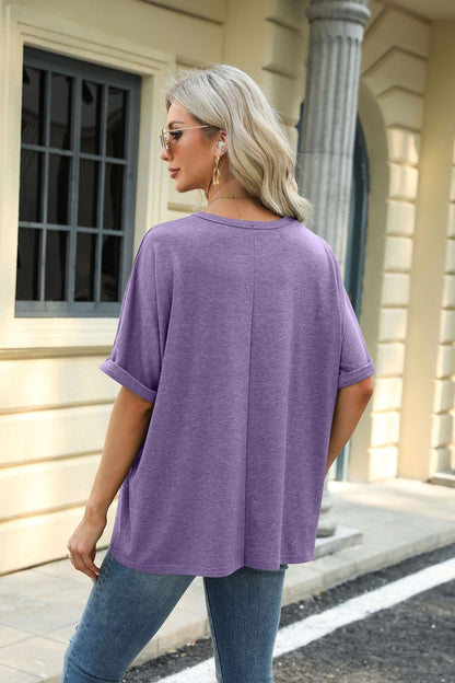 Loose Fit Crew Neck Short Sleeve Casual Basic Tee