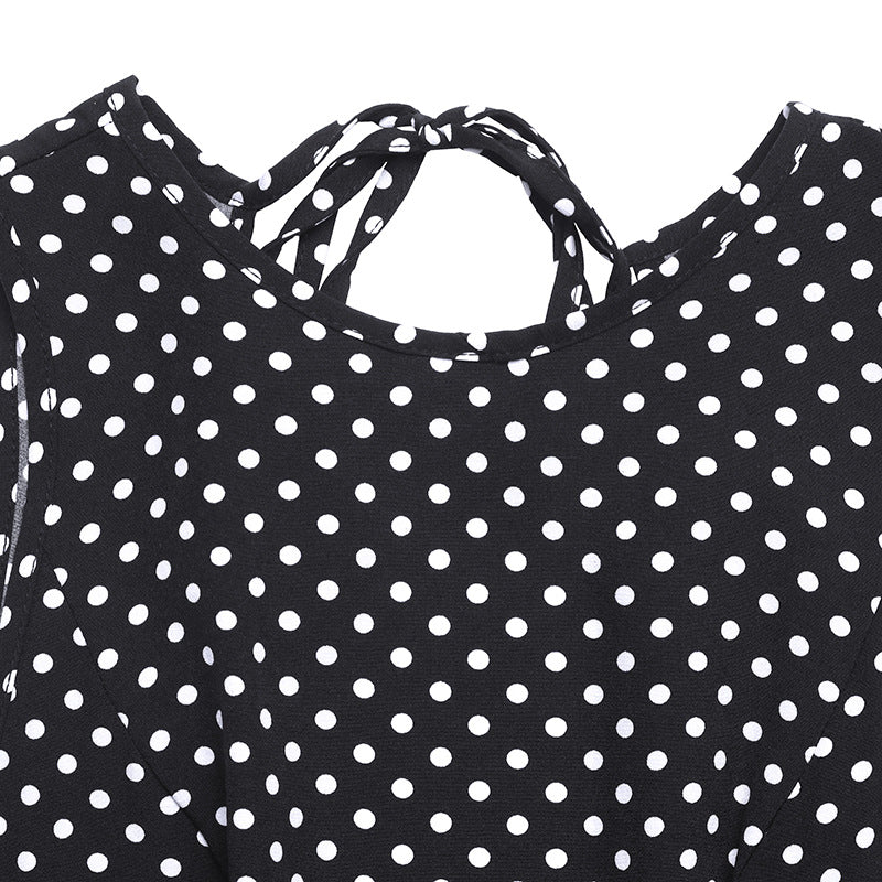 Women’s Polka Dot Sleeveless Maxi Dress Backless Summer