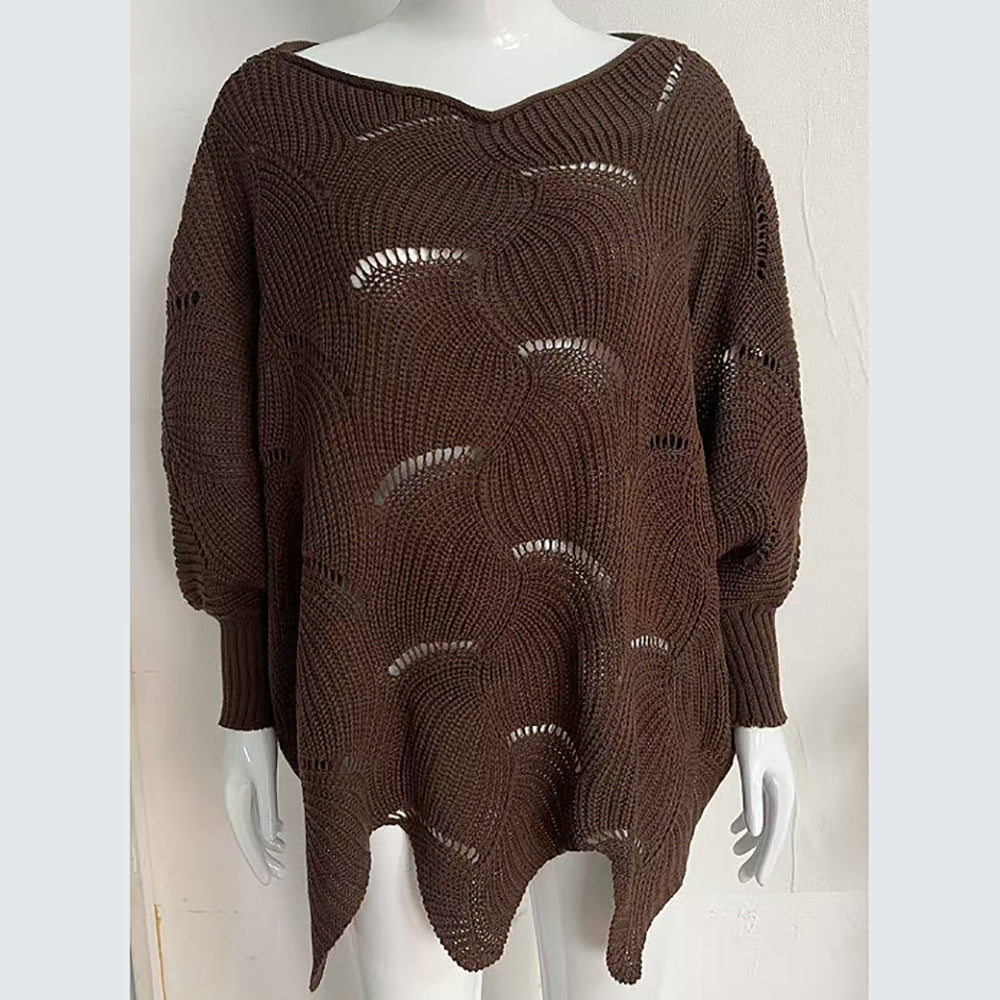 Women's Oversized Batwing Pointelle Knit Sweater