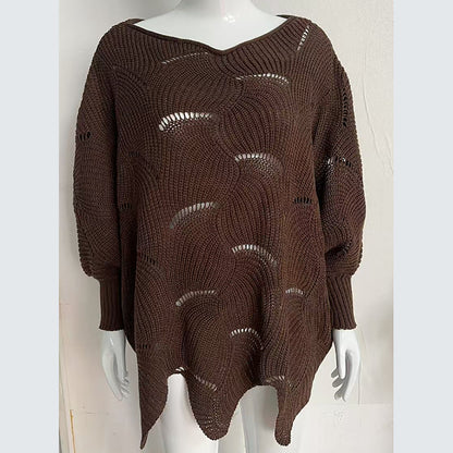 Women's Oversized Batwing Pointelle Knit Sweater