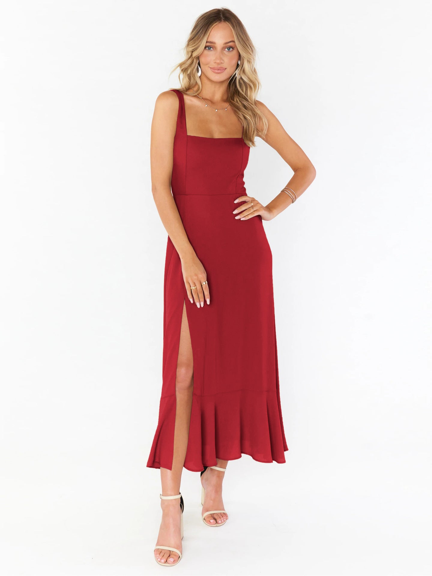 Elegant Women's Commuter Split Dress French High-End Skirt