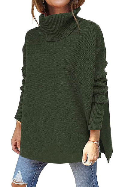 Womens Oversized Turtleneck Batwing Tunic Sweater