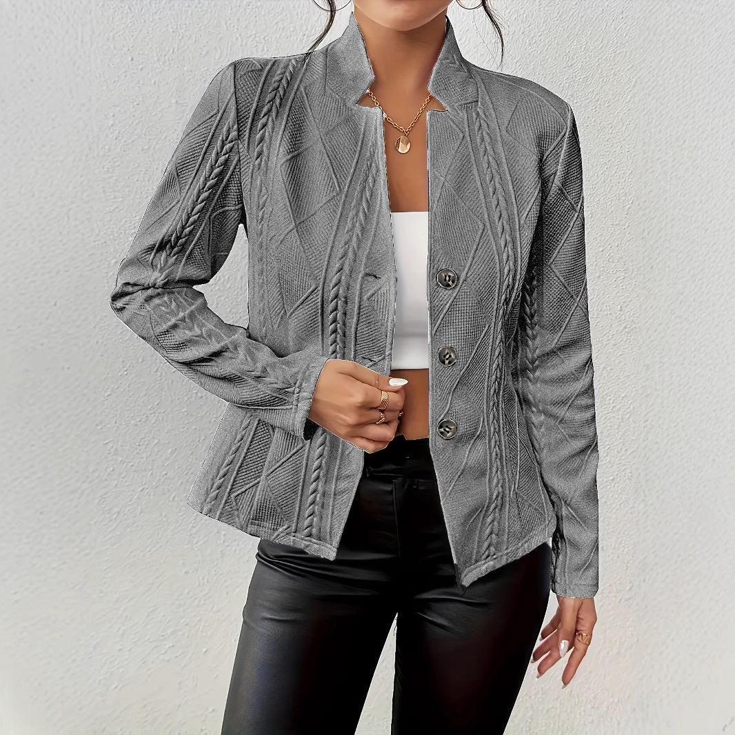 Women's Textured Button Front Casual Blazer