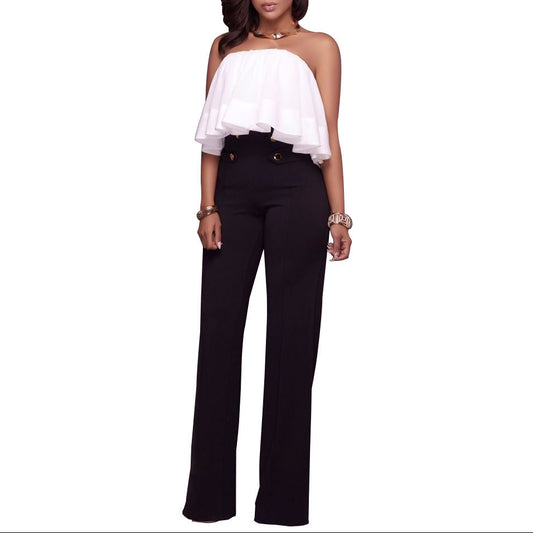 Women's High Waist Double Button Flare Pants