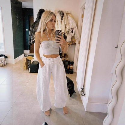 Drawstring Pocket Cropped Jogger Pants Casual Street Style