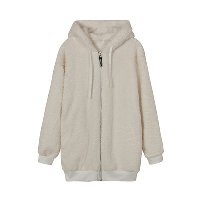 Women's Oversized Sherpa Fleece Zip Up Hooded Jacket