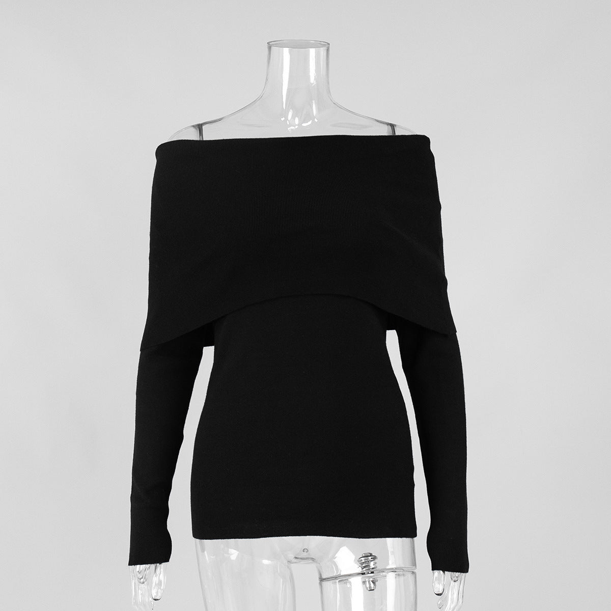Off The Shoulder Sweater Women Fitted Long Sleeve