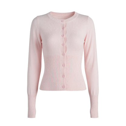 Women's Fitted Button Front Long Sleeve Knit Cardigan