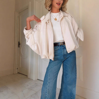 Women's Faux Suede Batwing Cropped Jacket