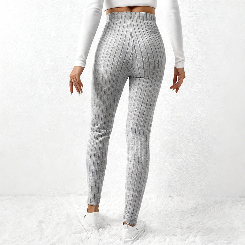 Women's Ribbed High Waisted Yoga Leggings Butt Lifting