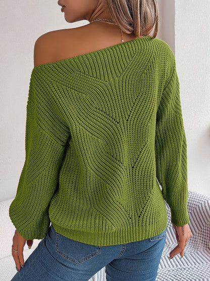 2025 Fall/Winter V-neck Cable Knit Pullover Sweater, Casual Stylish Sweater