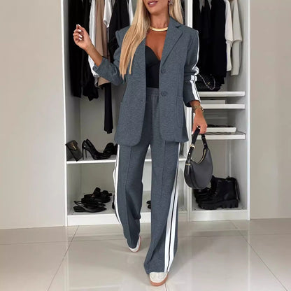 Women Casual Blazer Wide Leg Pants Matching Set