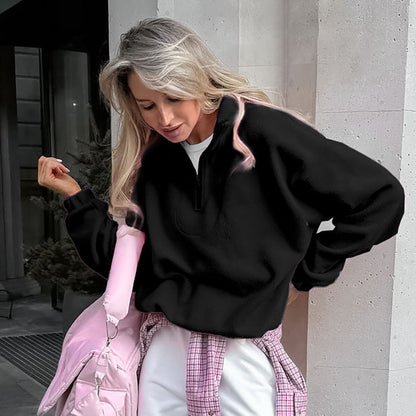 Oversized Half Zip Pullover Sweatshirt Relaxed Fit Top