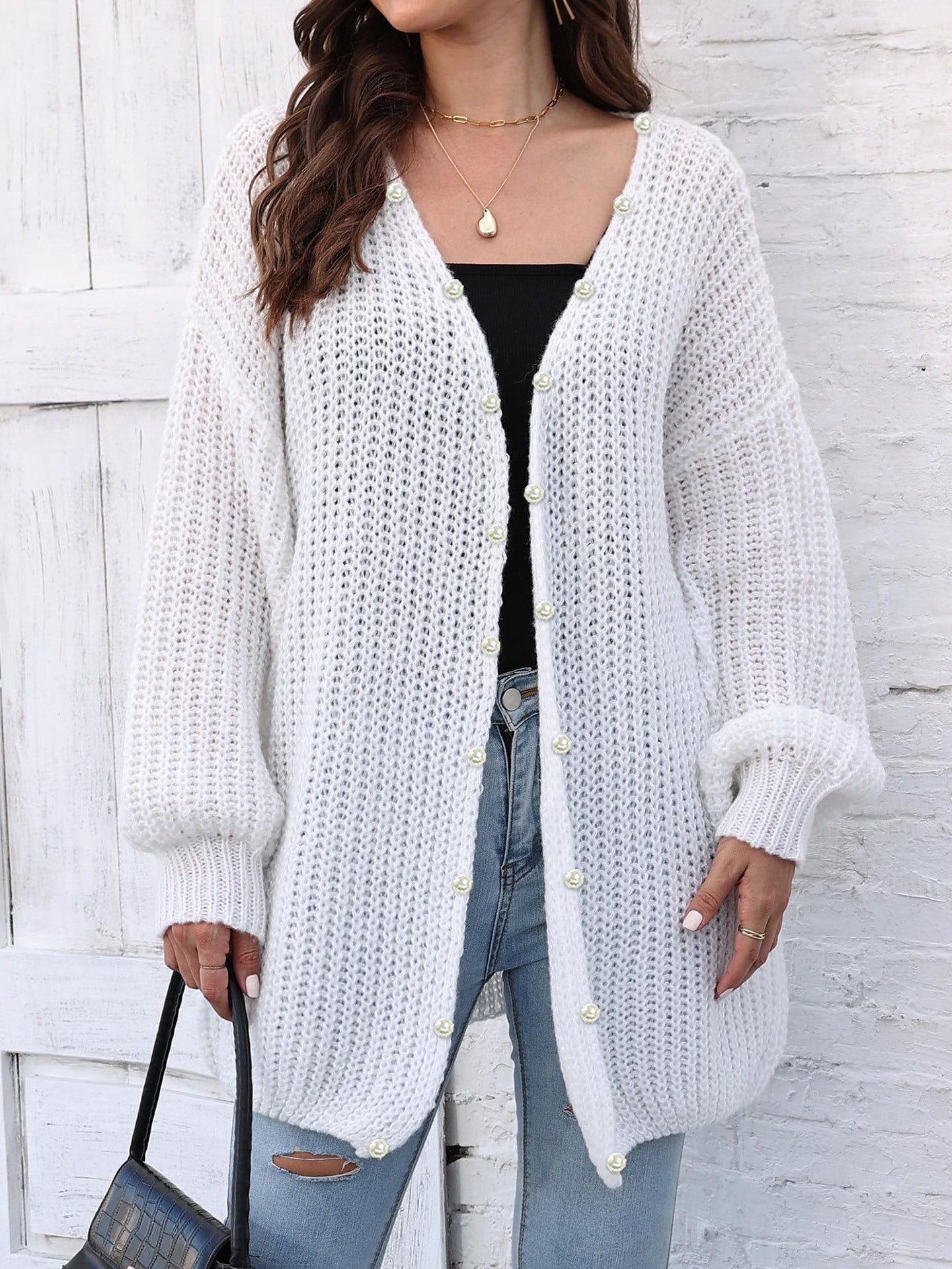 Women's Thick Coat Thick Needle Woven Cardigan Loose Lazy Style Casual Sweater