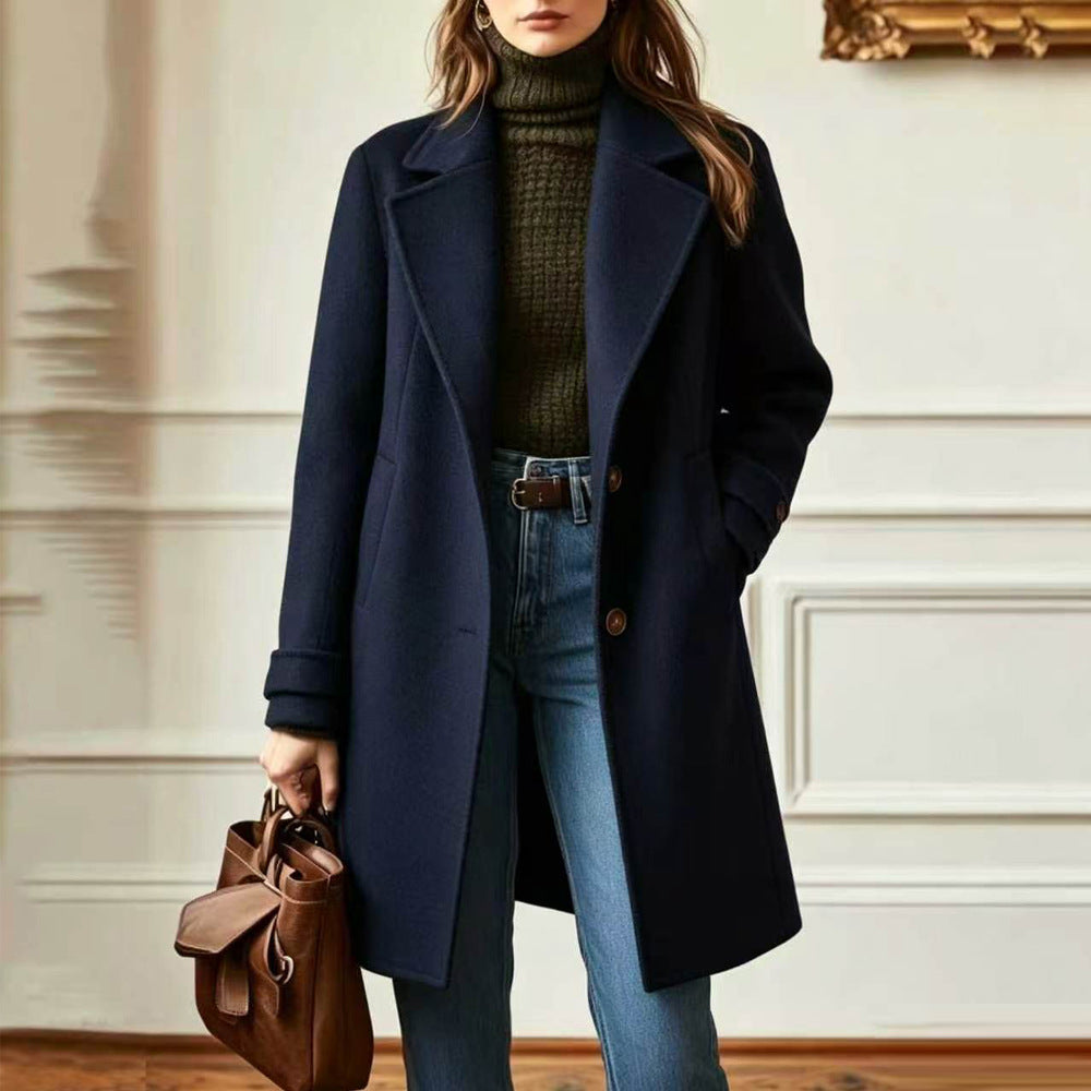 Women's Vintage Plaid Lapel Coat Winter Mid-Length