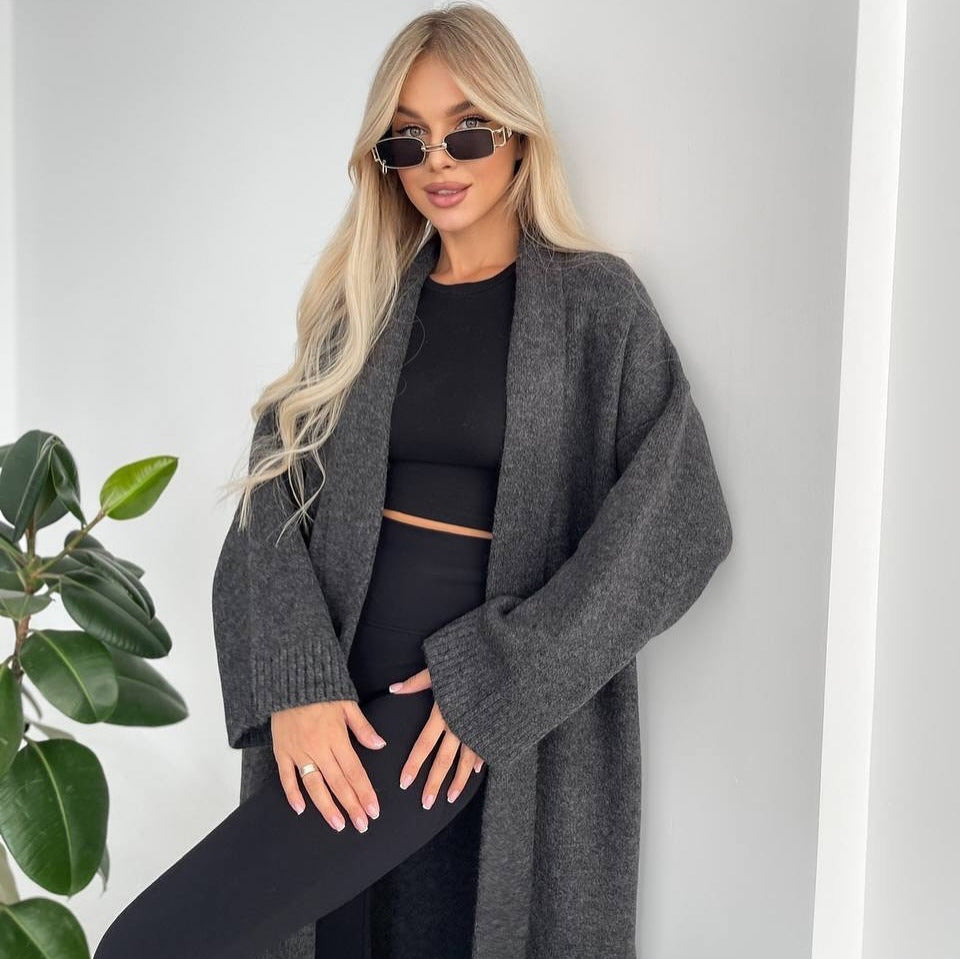 Women's Long Cardigan Open Front Oversized Sweater Coat