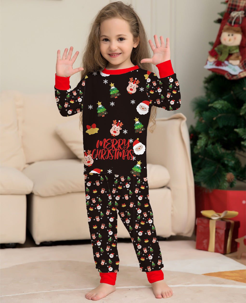 Printed Family Boys and Girls Alphabet Parent-Child Christmas Pajamas