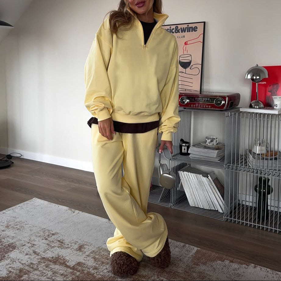 Women's Oversized Half Zip Sweatshirt Sweatpants Lounge Set