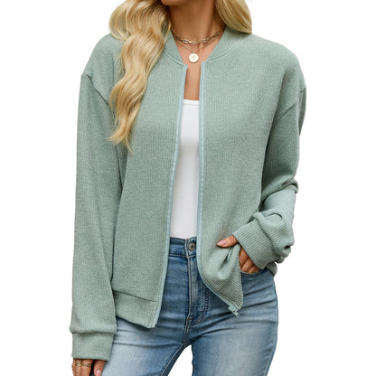 Women's Oversized Zip Up Jacket Casual Long Sleeve