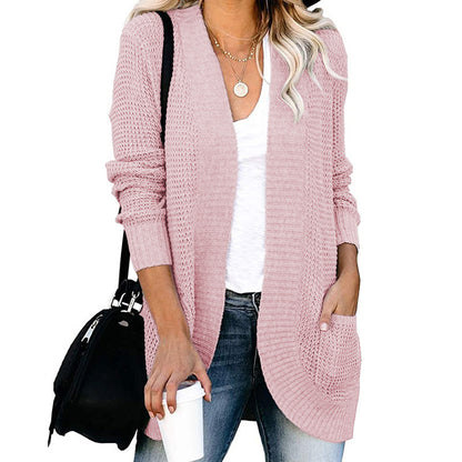 Women's Oversized Chunky Knit Open Front Cardigan Pockets