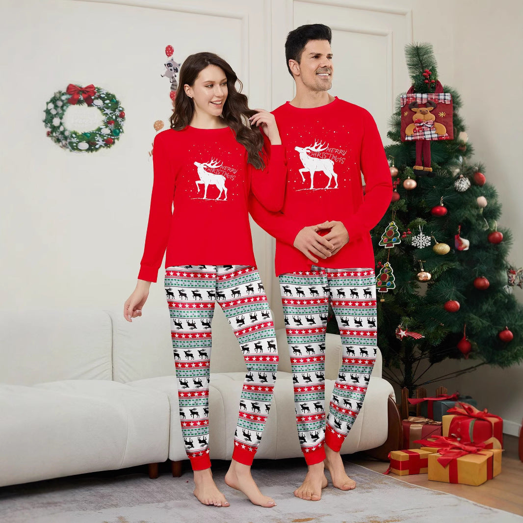 Christmas deer letter star parent-child outfit printed loungewear Christmas pajamas