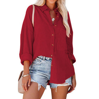 Women's Oversized Batwing Sleeve Button Down Shirt