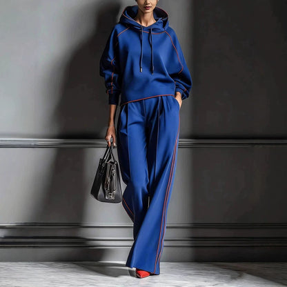 Color Block Oversized Hoodie Pants Matching Set